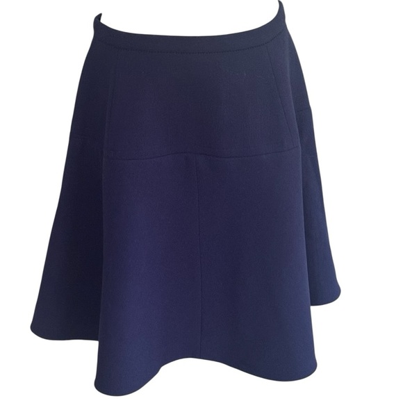 CARVEN A Line Mini Midi Skirt Blue 100% Wool Lined Work Party Size 42 6 M Luxury - Picture 1 of 5